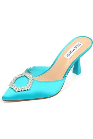 Steve Madden Femme, Chaussures, Bleu, Taille: 38 1/2 EU Luxe City Teal Satin Chaussures
