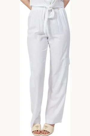 Gaudi Femme, Pantalons, Blanc, Taille: 42 FR Pantalon Cargo en Lin Blanc