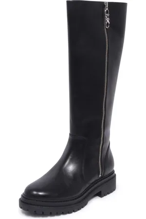 Michael Kors Femme, Chaussures, Noir, Taille: 36 1/2 EU Botte Regan en cuir noir avec double zip