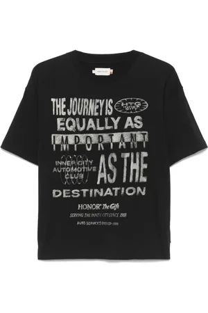 HONOR THE GIFT Homme, Tops, Noir, Taille: 2XL T-shirt Noir avec Impression Slogan