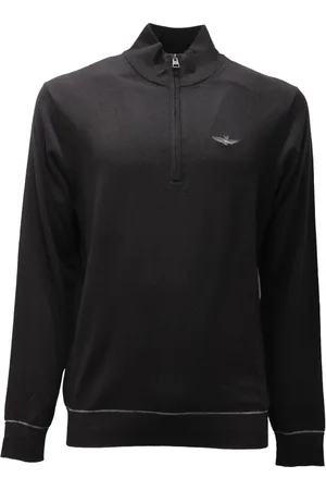 Aeronautica Militare Homme, Pulls, Noir, Taille: L Pull en Laine Demi-Zip Style