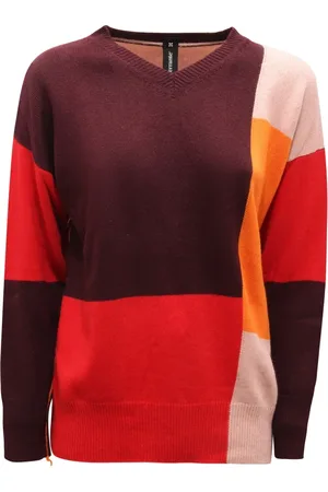 FERRANTE Femme, Pulls, Multicolore, Taille: 38 FR Pull en Laine à Col en V