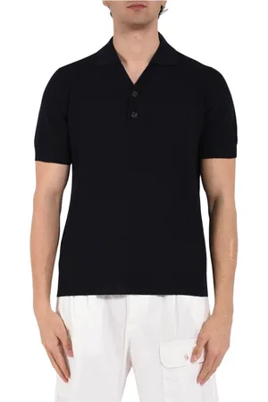 Paolo Pecora Homme, Tops, Bleu, Taille: XL Polo en Maille avec Boutons