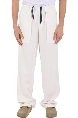 Aspesi Homme, Pantalons, Blanc, Taille: XL Pantalon en Lyocell à Taille Élastique