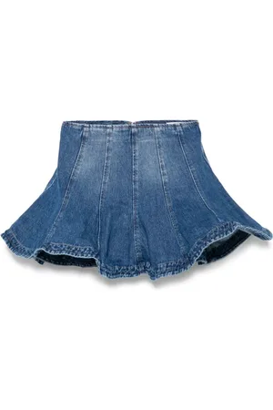 Msgm Femme, Jupes, Bleu, Taille: 36 FR Jupe Bleue en Coton avec Ourlet Peplum