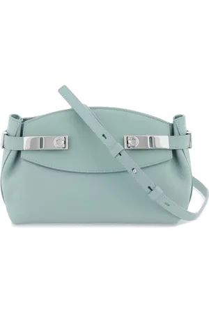 Salvatore Ferragamo Femme, Sacs, Vert, Taille: ONE Size Pochette Hug en cuir de veau grainé avec boucles Gancini