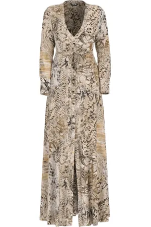 Guess Femme, Robes, Multicolore, Taille: 48 FR Robe Longue Élégante avec Imprimé Animalier