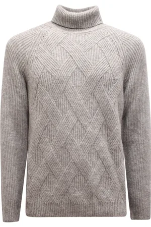 PESERICO SIGN Homme, Pulls, Gris, Taille: M Pull à col roulé en laine Fabriqué en Italie