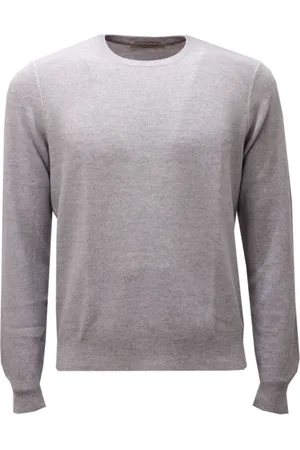 LA FILERIA Homme, Pulls, Gris, Taille: M Pull en Laine Gris Clair Col Rond