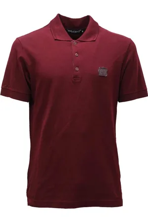 Dolce & Gabbana Homme, Tops, Rouge, Taille: S T-shirt en Coton Bordeaux Micro Piquet