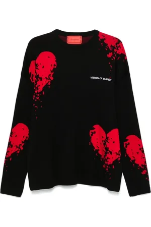 Vision Of Super Homme, Pulls, Multicolore, Taille: M Pull Col Rond Noir Coeur