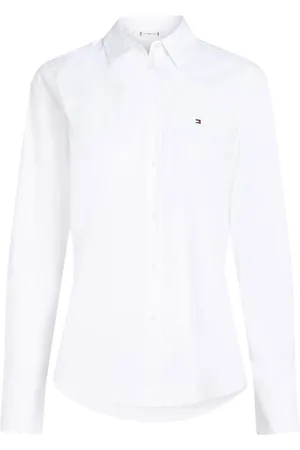Tommy Hilfiger Femme, Blouses et Chemises, Blanc, Taille: 40 FR Chemise Décontractée en Coton Stretch