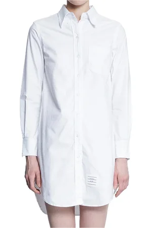 Thom Browne Femme, Robes, Blanc, Taille: 38 FR Robe Chemise Blanche Oxford avec Col Classique