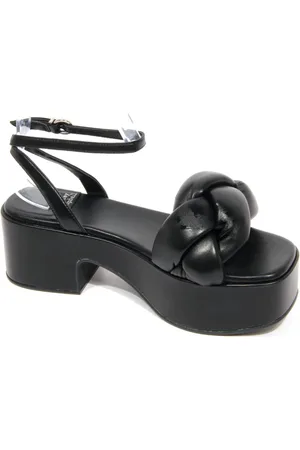 Jeffrey Campbell Femme, Chaussures, Noir, Taille: 37 EU Sandales noires tressées avec talon de 6 cm