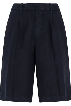 Boglioli Homme, Shorts, Bleu, Taille: XL Shorts Bermuda plissés en lin teint en pièce