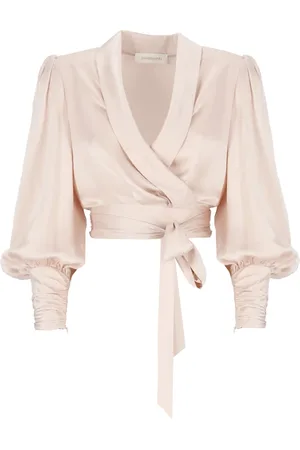 ZIMMERMANN Femme, Blouses et Chemises, Rose, Taille: 38 FR Top Rose en Soie à Col V
