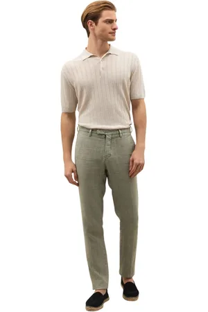 Boglioli Homme, Pantalons, Vert, Taille: S Garment Dyed Linen straight Chinos