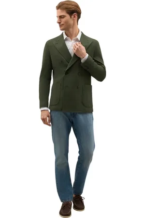 Boglioli Homme, Vestes, Vert, Taille: M Veste Dover à double boutonnage en jersey de coton