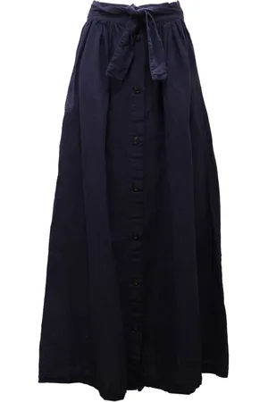 Woolrich Femme, Jupes, Bleu, Taille: 38 FR Jupe taille haute en coton/lin