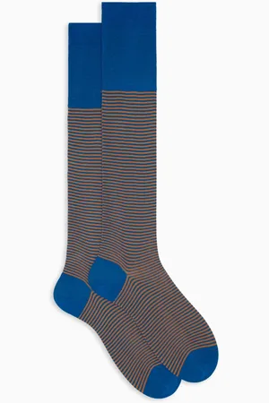 Gallo Homme, Sous-vêtements, Multicolore, Taille: L Chaussettes longues en coton bleu clair pour hommes avec des rayures Windsor