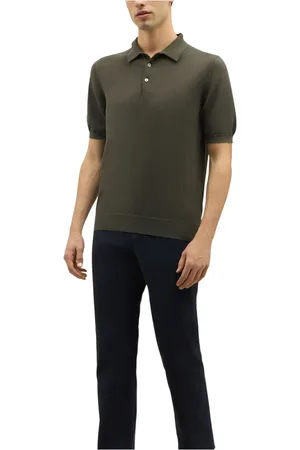 Boglioli Homme, Pulls, Vert, Taille: XL Polo en coton teint en pièce à manches courtes