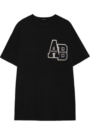 ANINE BING Femme, Tops, Noir, Taille: 36 FR Tee Letterman en Noir