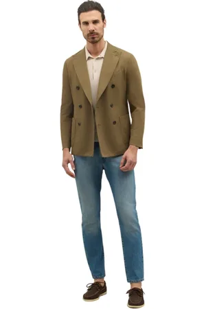 Boglioli Homme, Vestes, Vert, Taille: 3XL Veste K en sergé de coton et lin à double boutonnage