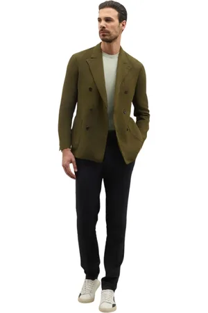 Boglioli Homme, Vestes, Vert, Taille: XL Garment Dyed Linen double-breasted Dover Jacket
