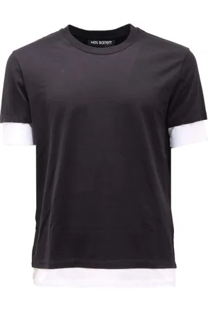 Neil Barrett Homme, Tops, Noir, Taille: S Pull Slim Fit Coton Blanc Cassé