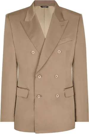 Dolce & Gabbana Homme, Vestes, Brun, Taille: L Blazer en Soie à Double Boutonnage avec Revers Pointus