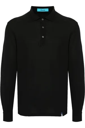 DRUMOHR Homme, Tops, Noir, Taille: 2XL Polo noir à manches longues