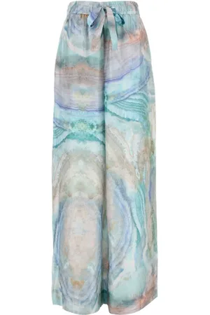 ZIMMERMANN Femme, Pantalons, Multicolore, Taille: 38 FR Pantalon Large en Soie Multicolore