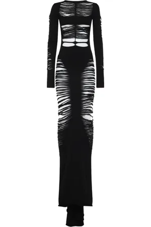 Rick Owens Femme, Robes, Noir, Taille: 40 FR Robe Élégante en Laine Noire