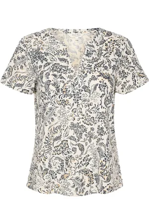 Part Two Femme, Tops, Bleu, Taille: 38 FR Midnight Navy Botanical Foil T-Shirt