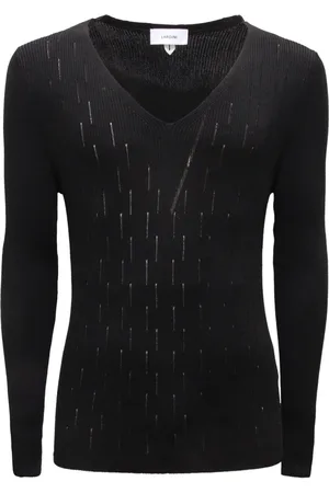 LARDINI Homme, Pulls, Noir, Taille: M Pull en mélange coton col V