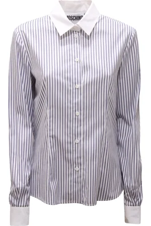 Moschino Femme, Blouses et Chemises, Bleu, Taille: 36 FR Couture wo chemise blanche à rayures bleues