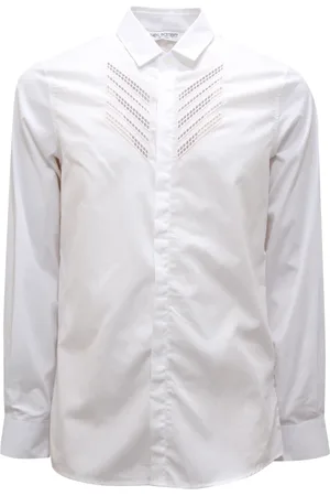 Neil Barrett Homme, Chemises, Blanc, Taille: M Chemise Slim Fit avec Détail Broderie Anglaise