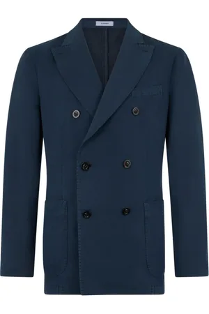 Boglioli Homme, Vestes, Bleu, Taille: XL Veste K en satin de coton et lin à double boutonnage