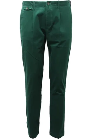 Paolo Pecora Homme, Pantalons, Vert, Taille: S Pantalon en coton vert fabriqué en Italie