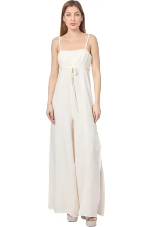 Alessia Santi Femme, Combinaisons et Ensembles, Blanc, Taille: 40 FR Robe Jumpsuit Longue Blanche avec Fente