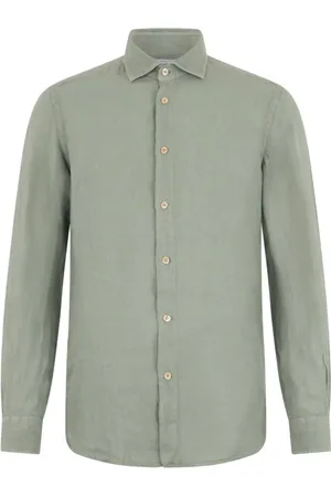 Boglioli Homme, Chemises, Vert, Taille: S Chemise en lin teint