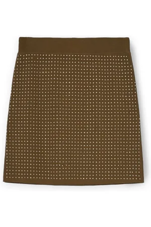 Motivi Femme, Jupes, Vert, Taille: 36 FR Jupe courte en maille avec strass