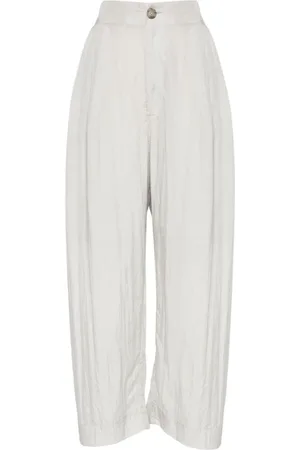 Lauren Manoogian Femme, Pantalons, Blanc, Taille: 40 FR Pantalon Palazzo Froissé avec Cordon de Serrage