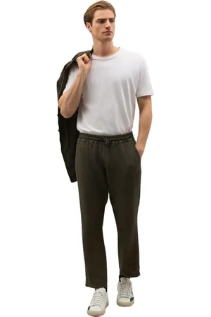 Boglioli Homme, Pantalons, Vert, Taille: S Pantalon en lin teint confort