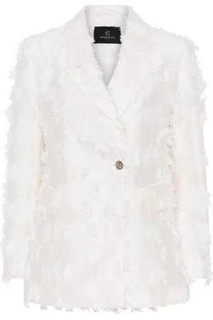 Bruuns Bazaar Femme, Vestes, Blanc, Taille: 40 FR Blazer blanc neige avec col en V et poches à rabat