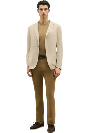 Boglioli Homme, Pantalons, Brun, Taille: W34 Pantalon en coton et soie teint en pièce à cinq poches