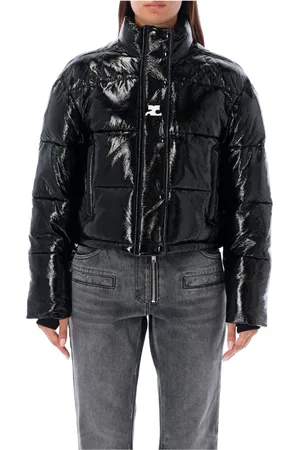 Courrèges Femme, Vestes, Noir, Taille: 38 FR Veste en Duvet en Vinyle Noir Aw24
