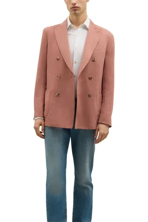 Boglioli Homme, Vestes, Rose, Taille: XL Veste K en satin de coton et lin à double boutonnage