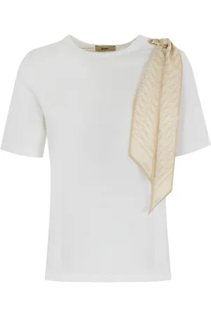 HERNO Femme, Tops, , Taille: 40 FR T-shirt en coton avec foulard en soie