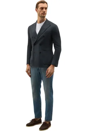 Boglioli Homme, Vestes, Gris, Taille: M Veste Dover à double boutonnage en jersey de coton